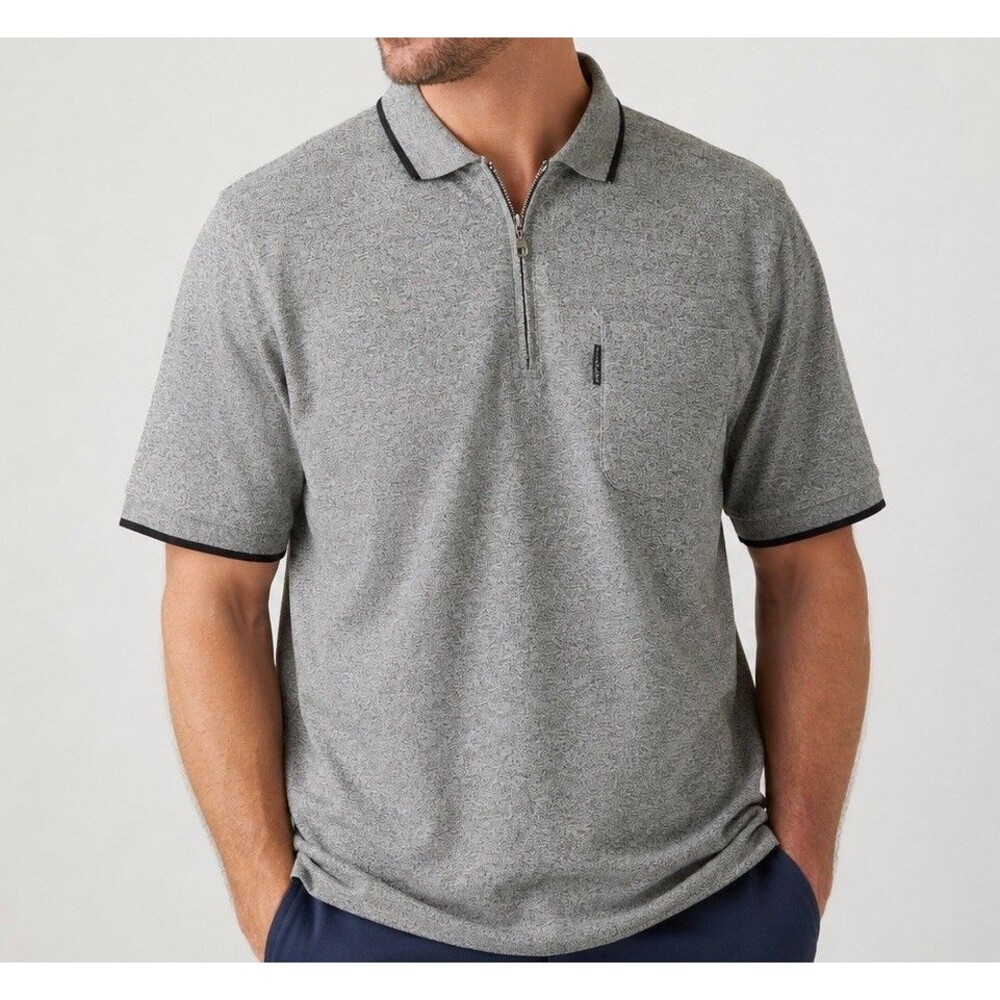 Mercedes Benz Polo Shirt Mens XXL 2X Gray 1/4 Zip Short Sleeve Logo Luxury Car